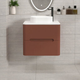 Royal Bathrooms Venice 600mm Terracotta Clay Wall Mounted Bathroom Countertop Vanity Unit 2 Drawer With Lyon Basin - thumbnail 1