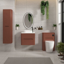 Royal Bathrooms Venice 600mm Terracotta Clay Wall Mounted Bathroom Countertop Vanity Unit 2 Drawer With Lyon Basin - thumbnail 4