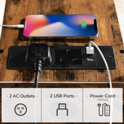 HOOBRO Side Table, Narrow Bedside Table With Charging Station, Usb Ports & Power Outlets, Slim Side Table For Small Spaces, 2 Drawers, - thumbnail 7