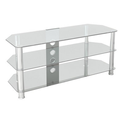 "Avf Classic 1.14M Glass Corner Tv Stand With Cable Management For Tvs Up To 55"" - Clear & Chrome" - image 1