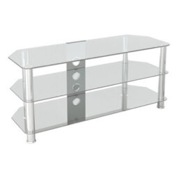 "Avf Classic 1.14M Glass Corner Tv Stand With Cable Management For Tvs Up To 55"" - Clear & Chrome"