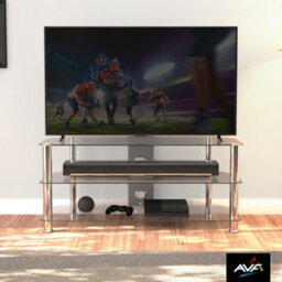 "Avf Classic 1.14M Glass Corner Tv Stand With Cable Management For Tvs Up To 55"" - Clear & Chrome" - thumbnail 4