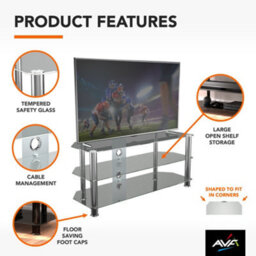 "Avf Classic 1.14M Glass Corner Tv Stand With Cable Management For Tvs Up To 55"" - Clear & Chrome" - thumbnail 5