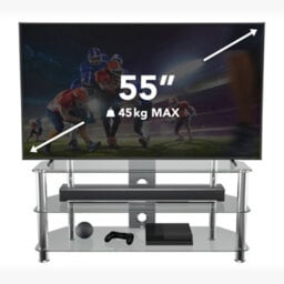 "Avf Classic 1.14M Glass Corner Tv Stand With Cable Management For Tvs Up To 55"" - Clear & Chrome" - thumbnail 2