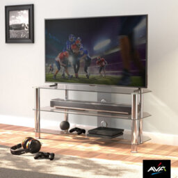 "Avf Classic 1.14M Glass Corner Tv Stand With Cable Management For Tvs Up To 55"" - Clear & Chrome" - thumbnail 3