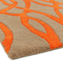 Orange Wool Luxurious Modern Easy To Clean Handmade Abstract Rug For Bedroom Dining Room And Living Room -120Cm X 170Cm - thumbnail 4