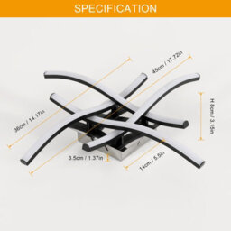 Pheashine Sleek Led Ceiling Light Black 45X45X8Cm Stepless Dimming Remote 3000-6500K - thumbnail 4