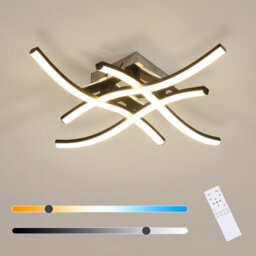 Pheashine Sleek Led Ceiling Light Black 45X45X8Cm Stepless Dimming Remote 3000-6500K - thumbnail 2