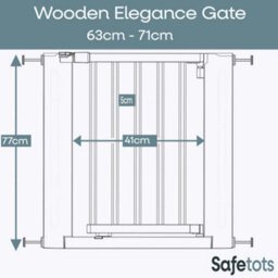 Safetots Wooden Elegance Gate, Natural, 63Cm - 71Cm, Pressure Fit Safety Gate, Baby Gate For Stairs And Doors, Easy Installation - thumbnail 3