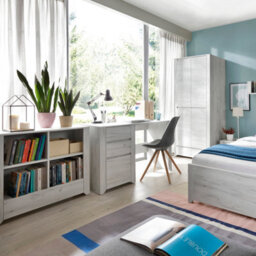 Furniture To Go Angel 3 Drawer Desk In White Craft Oak - thumbnail 4