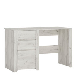 Furniture To Go Angel 3 Drawer Desk In White Craft Oak - thumbnail 1