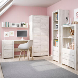 Furniture To Go Angel 3 Drawer Desk In White Craft Oak - thumbnail 6