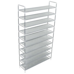 Berkfield Shoe Rack With 10 Shelves Metal And Non-Woven Fabric Silver - thumbnail 2