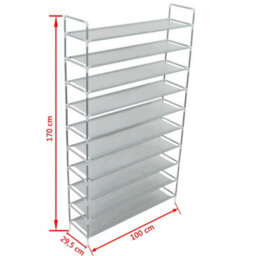 Berkfield Shoe Rack With 10 Shelves Metal And Non-Woven Fabric Silver - thumbnail 6