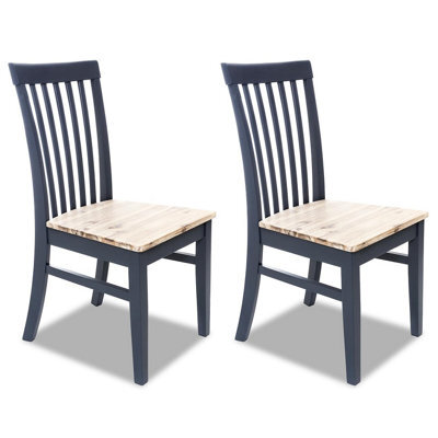 Statement Furniture Florence Highback Wooden Seat Chairs Set Of 2 - Navy Blue - image 1