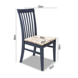 Statement Furniture Florence Highback Wooden Seat Chairs Set Of 2 - Navy Blue - thumbnail 4