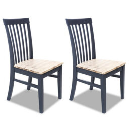 Statement Furniture Florence Highback Wooden Seat Chairs Set Of 2 - Navy Blue - thumbnail 1
