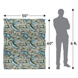 Jq Licensing Jl-Jp-Jq Silky Tiki Flower Fishing Supersoft Blanket Grey (One Size) - thumbnail 5