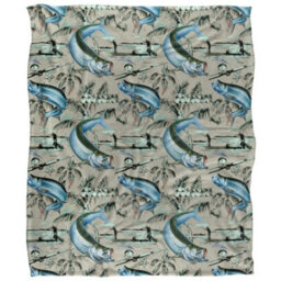 Jq Licensing Jl-Jp-Jq Silky Tiki Flower Fishing Supersoft Blanket Grey (One Size)