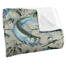 Jq Licensing Jl-Jp-Jq Silky Tiki Flower Fishing Supersoft Blanket Grey (One Size) - thumbnail 3