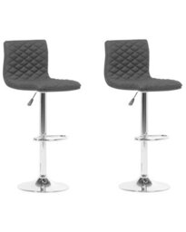 Wyld And Coco Set Of 2 Quilted Black Fabric Bar Stools With Gas Lift, Swivel And Footrest - Pair - thumbnail 1