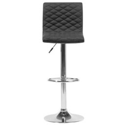 Wyld And Coco Set Of 2 Quilted Black Fabric Bar Stools With Gas Lift, Swivel And Footrest - Pair - thumbnail 5