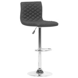 Wyld And Coco Set Of 2 Quilted Black Fabric Bar Stools With Gas Lift, Swivel And Footrest - Pair - thumbnail 3