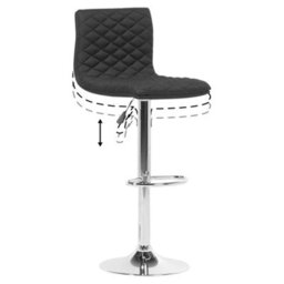 Wyld And Coco Set Of 2 Quilted Black Fabric Bar Stools With Gas Lift, Swivel And Footrest - Pair - thumbnail 8