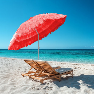Rinse Bathrooms Hawaiian Parasol Red Beach Parasol Patio Garden Umbrella Sun Shade Tilting 160Cm - image 1
