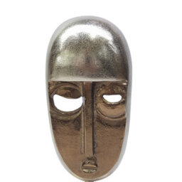 Abstract Mask Aluminium Sculpture Ornament And Home Accessory In Bronze Silver 40Cm Height - thumbnail 3