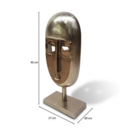 Abstract Mask Aluminium Sculpture Ornament And Home Accessory In Bronze Silver 40Cm Height - thumbnail 4