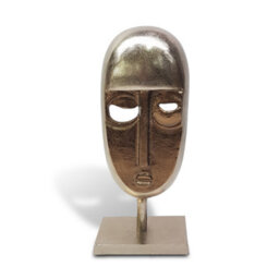 Abstract Mask Aluminium Sculpture Ornament And Home Accessory In Bronze Silver 40Cm Height