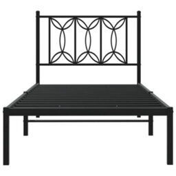 Berkfield Metal Bed Frame Without Mattress With Headboard Black 90X200Cm - thumbnail 4