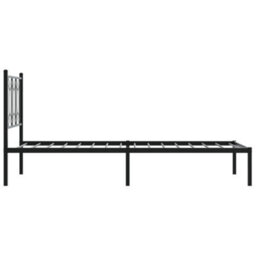 Berkfield Metal Bed Frame Without Mattress With Headboard Black 90X200Cm - thumbnail 5