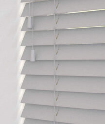 Caecus Blinds Faux Wood String Venetian Blind 50mm Slats  Light Grey 75Cm Width X 200Cm Drop - thumbnail 1