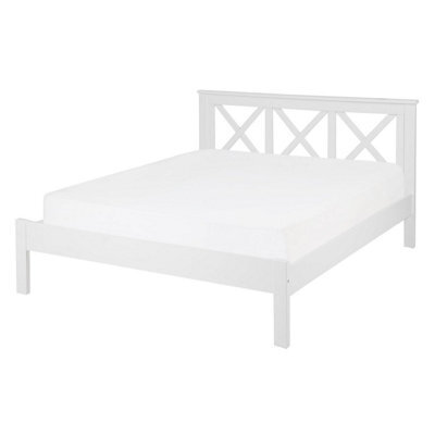 Beliani Bed Pine Wood Tannay 140 X 200 Cm (Eu Double) White - image 1