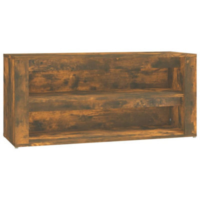 Berkfield Elegant Shoe Rack Smoked Oak 100X35X45 Cm Engineered Wood - image 1