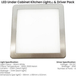 5-Pack Brushed Nickel Ultra-Slim Led Under Cabinet Kitchen Lighting Kit With Driver - Warm White Glow - thumbnail 2