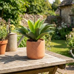Candlelight Terracotta & Green 36Cm Aloe Pot With Artificial Plant In Terracotta Polka Dot Ceramic Pot - thumbnail 2