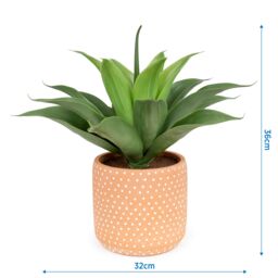 Candlelight Terracotta & Green 36Cm Aloe Pot With Artificial Plant In Terracotta Polka Dot Ceramic Pot - thumbnail 5