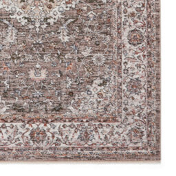 Grey Traditional Abstract Bordered 10mm Thick Rug For Bedroom, Dining Room, Easy To Clean Abstract Rug-60Cm X 230Cm (Runner) - thumbnail 9