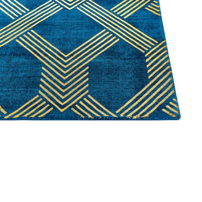 Beliani Rug Vekse Blue 140 X 200 Cm Viscose - image 1