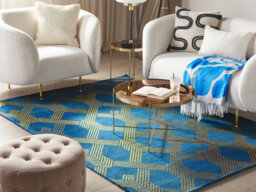 Beliani Rug Vekse Blue 140 X 200 Cm Viscose - thumbnail 2