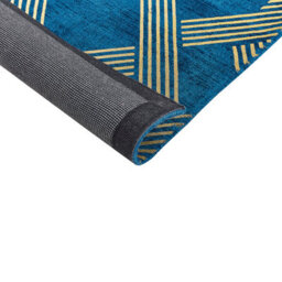 Beliani Rug Vekse Blue 140 X 200 Cm Viscose - thumbnail 5