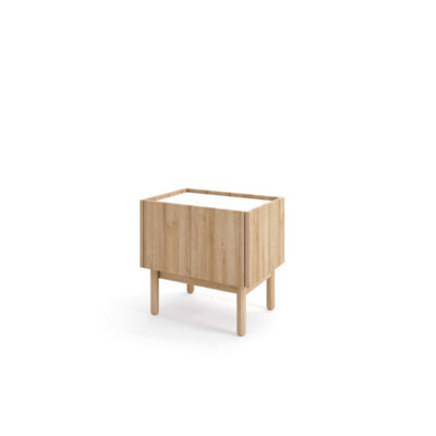 Arte Stylish Boho Cabinet H480mm W500mm D370mm - Oak Riviera & White Marble Finish For Compact Storage - image 1