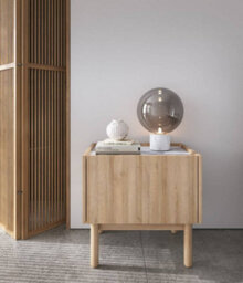 Arte Stylish Boho Cabinet H480mm W500mm D370mm - Oak Riviera & White Marble Finish For Compact Storage - thumbnail 3