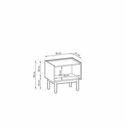 Arte Stylish Boho Cabinet H480mm W500mm D370mm - Oak Riviera & White Marble Finish For Compact Storage - thumbnail 4