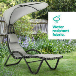 Livivo Luxury Soft Padded Sun Lounger With A Canopy - Outdoor Garden Furniture For Patio, Decking & Balcony - Grey Brand - thumbnail 8