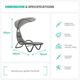 Livivo Luxury Soft Padded Sun Lounger With A Canopy - Outdoor Garden Furniture For Patio, Decking & Balcony - Grey Brand - thumbnail 9