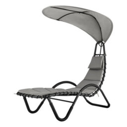 Livivo Luxury Soft Padded Sun Lounger With A Canopy - Outdoor Garden Furniture For Patio, Decking & Balcony - Grey Brand - thumbnail 1